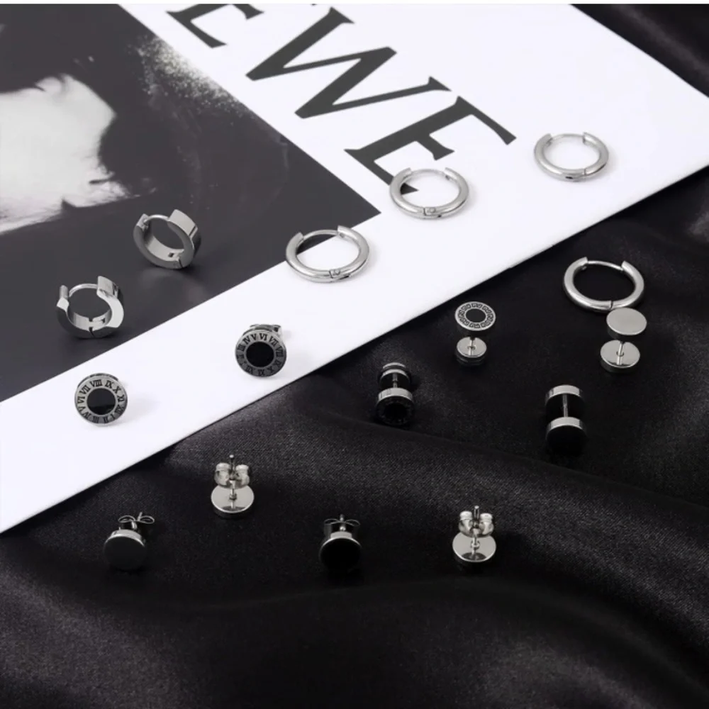 Silver Goth Punk Earrings Set